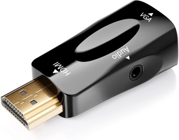 ADAPTER HDMI - VGA AUDIO PODŁĄCZ KOMPUTER Z HDMI DO MONITORA PROJEKTORA VGA