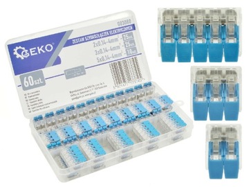 GEKO ZESTAW SZYBKOZŁĄCZEK ELEKTRYCZNYCH 60 ELEMENTÓW 0,2-4 mm2 wago
