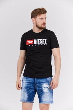 DIESEL Czarny t-shirt męski z wyszywanym logo r XL