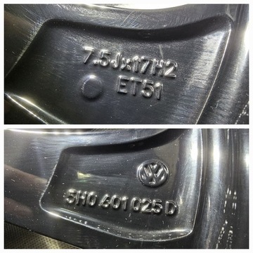 4× DISK HLINÍK AUDI OE GOLF VIII 5H0 7.5" X 17" 5X112 ET 51