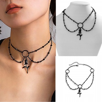 Naszyjnik choker czarny gothic rock