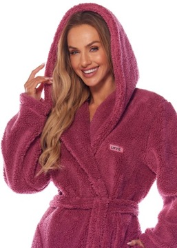 ХАЛАТ ЖЕНСКИЙ ДЛИННЫЙ ТЕПЛЫЙ ПУХОВЫЙ, РОЗОВЫЙ L