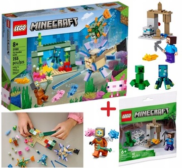 LEGO MINECRAFT Walka ze strażnikami + Jaskinia Klocki LEGO Oryginalne NOWE