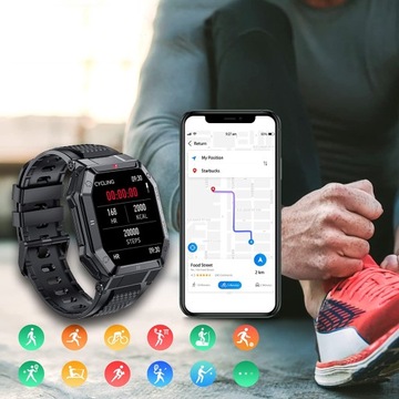 SMARTWATCH ZEGAREK MĘSKI SPORTOWY WODOODPORNY ROZMOWY KROKI EKG CIŚNIENIE