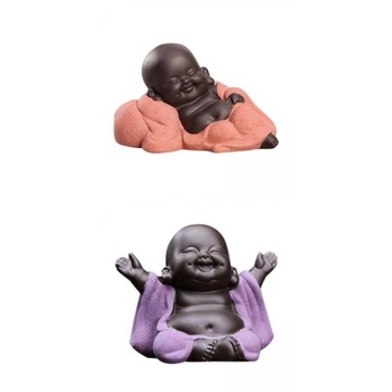2x Delikatna ceramiczna statua Buddy Małego Mnicha