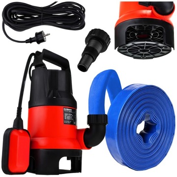 НАСОС ДЛЯ ЗАГРЯЗНЕННОЙ ЧИСТОЙ ВОДЫ ПОПЛАВОЧНЫЙ 1600ВТ Поплавковый ПОГРУЖНОЙ плюс ШЛАНГ 20м