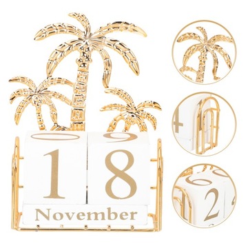 Calendar Decoration Square Desktop Perpetual Home for Digital Wrought Iron