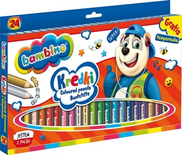 КАРАНДАШНЫЕ МЕЛКИ JUMBO 24 ЦВЕТА ТОЛСТАЯ BAMBINO