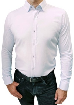 Koszula Biała struktóra slim 3XL