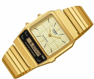 ZŁOTY ZEGAREK RETRO CASIO VINTAGE DIGITAL AQ-800EG-9AEF ORYGINAŁ +BOX