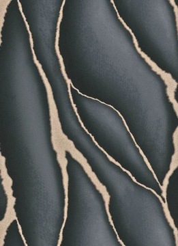 Czarny-Złoty Marmur 3D- TAPETA- ELLE DECORATION