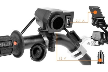 Гнездо прикуривателя мотоцикла + USB - 2,1 А