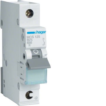 MCB Wyłącznik nadprądowy 1P C 25A QC MCS125 HAGER