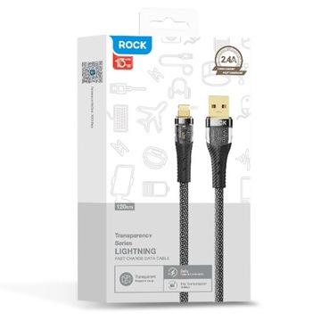 Кабель 1,2 м, 12 Вт для iPhone 14, 13, 12 PRO X XR 8, 7, кабель USB-LIGHTNING ROCK