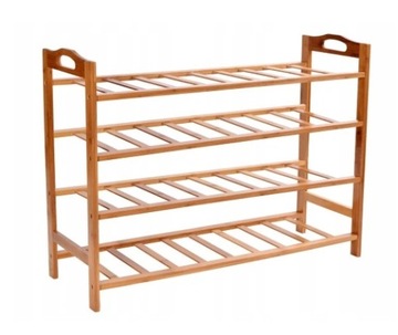 PÓŁKA SZAFKA NA BUTY REGAŁ BAMBUSOWY 4 PÓŁKI ORGANIZER DREWNIANY