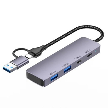T-32C USB 3.0 + Type-C 4-port Hub Aluminum Alloy Docking Station with 2-in-