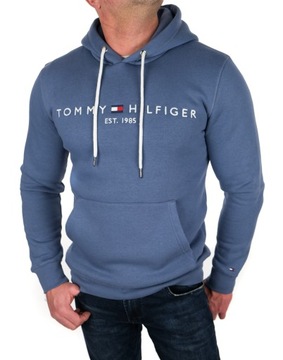 BLUZA TOMMY HILFIGER MĘSKA KLASYCZNA NIEBIESKA INDYGO Z KAPTUREM XL