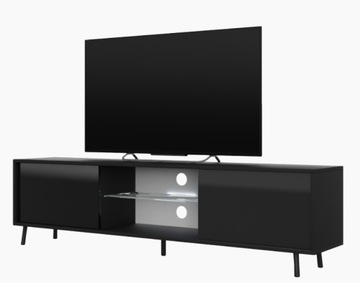 Szafka RTV Komoda TV Półka Loft LED Czarna Biała Szara Dąb Wotan 140cm