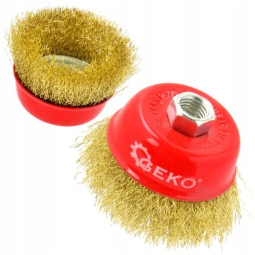 ЩЕТКА GEKO ЛАТУННАЯ ПЕРЕДНЯЯ ПРОВОЛОЧНАЯ, ГОФРИРОВАННАЯ, РЕЗЬБА M14 75MM/3