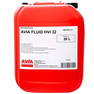 Olej hydrauliczny AVIA FLUID HVI 32 20L | CAŁOROCZNY |DIN 51524 cz.3 – HVLP
