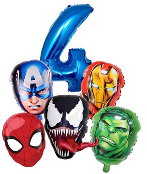 BALON FOLIOWY CYFRA 4 CZTERY LATA BALONY AVENGERS HULK SPIDER IRON KAPITAN