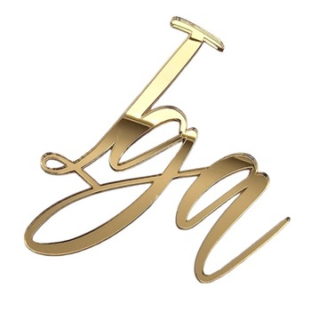 Золотое имя на торте, украшение с именем сбоку торта, ИМЯ, золотое зеркало