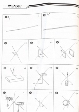 Детали стола Songmics Vasagle LSD114X01, детали D, E, G, H, I, J, N