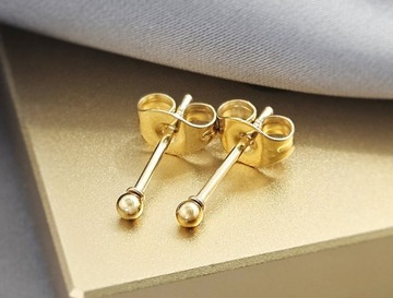 KOLCZYKI KULKI ZŁOTE STAL CHIRURGICZNA WKRĘTKI 3MM