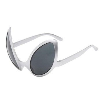 Alien Costume Glasses Silver Frame Gray Lens