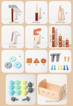 Деревянный ящик для инструментов для детей, набор аксессуаров «сделай сам»