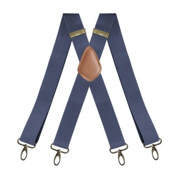 Szelki dla mężczyzn, unisex, spodnie z elastycznymi paskami, 4 klipsy x w kształcie, niebieskie