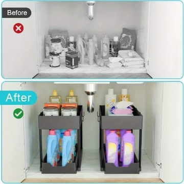 1 szt. Przesuwany organizer pod zlew, 2 poziomy do przechowywania pod