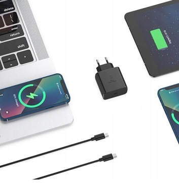 БЫСТРОЕ СЕТЕВОЕ ЗАРЯДНОЕ УСТРОЙСТВО ДЛЯ ТЕЛЕФОНА SAMSUNG GALAXY 45 Вт + КАБЕЛЬ USB-C 1 М
