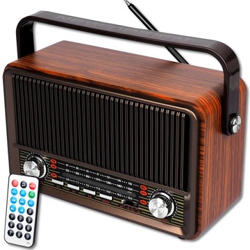 RADIO RETRO PRZENOŚNE BLUETOOTH FM SD AK AKUMULATOR + PILOT