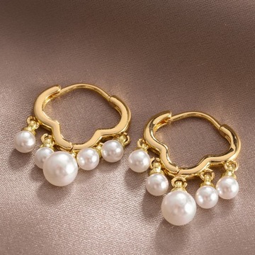 2PCS/Set Fashion Gold Color Hoop Earrings for