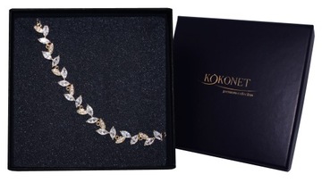 Bransoletka 18k na ślub REGULOWANA z listkami boho