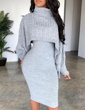 Women's Sweater Dress Set Autumn Winter New 2023 S