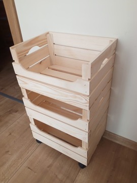 ДЕРЕВЯННАЯ ПОЛКА ДЛЯ ОВОЩЕЙ И ФРУКТОВ, 4 КОЛЕСА