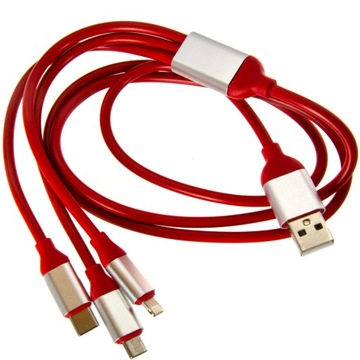 Kabel do telefonu 3w1 MicroUSB USB C Iphone