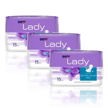 ZESTAW 3x Wkładki urologiczne Seni Lady Extra Plus dla kobiet 15szt.