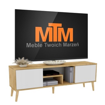 SZAFKA RTV POD TV TELEWIZOR STOJĄCA KOMODA PÓŁKA SKANDI 180 Dąb Craft B.Mat