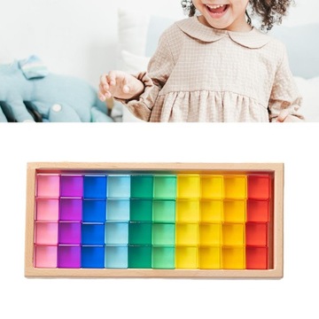 Tęczowe akrylowe kostki z kamieniami szlachetnymi Zabawki Montessori Idealny prezent Gładka kostka 40szt
