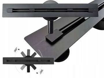 ODPŁYW 50 CM CZARNY SUPER SLIM INVISIBLE 4mm OBROT