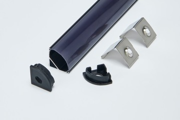 Светодиодный алюминиевый угловой профиль черный 2м + абажур