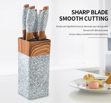 Zestaw Noży w bloku Marmur 6pcs. Y178