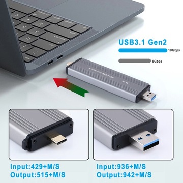 OBUDOWA DYSKU M.2 NVME PCIE SSD USB3.2 PODWÓJNE ZŁĄCZE GEN2+TYPE-C