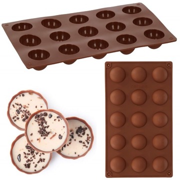 СИЛИКОНОВАЯ ФОРМА ДЛЯ ВЫПЕЧКИ МОНОПОРЦИИ ШОКОЛАДНЫХ МАББЛОВ, ПОЛУСФЕРА