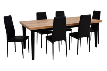 Zestaw 6 krzeseł i stół 100x200/300 Dąb craft