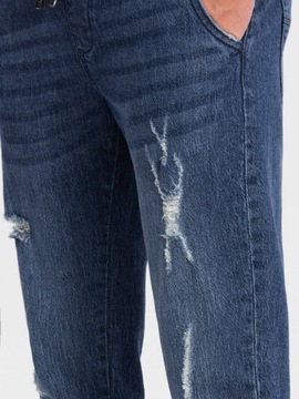 Spodnie męskie JOGGERY jeansowe przetarcia niebieskie V3 OM-PADJ-0150 XL
