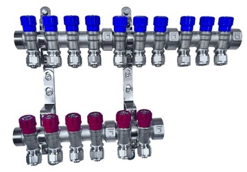 X-HOME ROZDZIELACZ PEX 1” x 16 mm 10 OBWODY WODY ZIMNEJ 6 OBWODY CIEPŁEJ